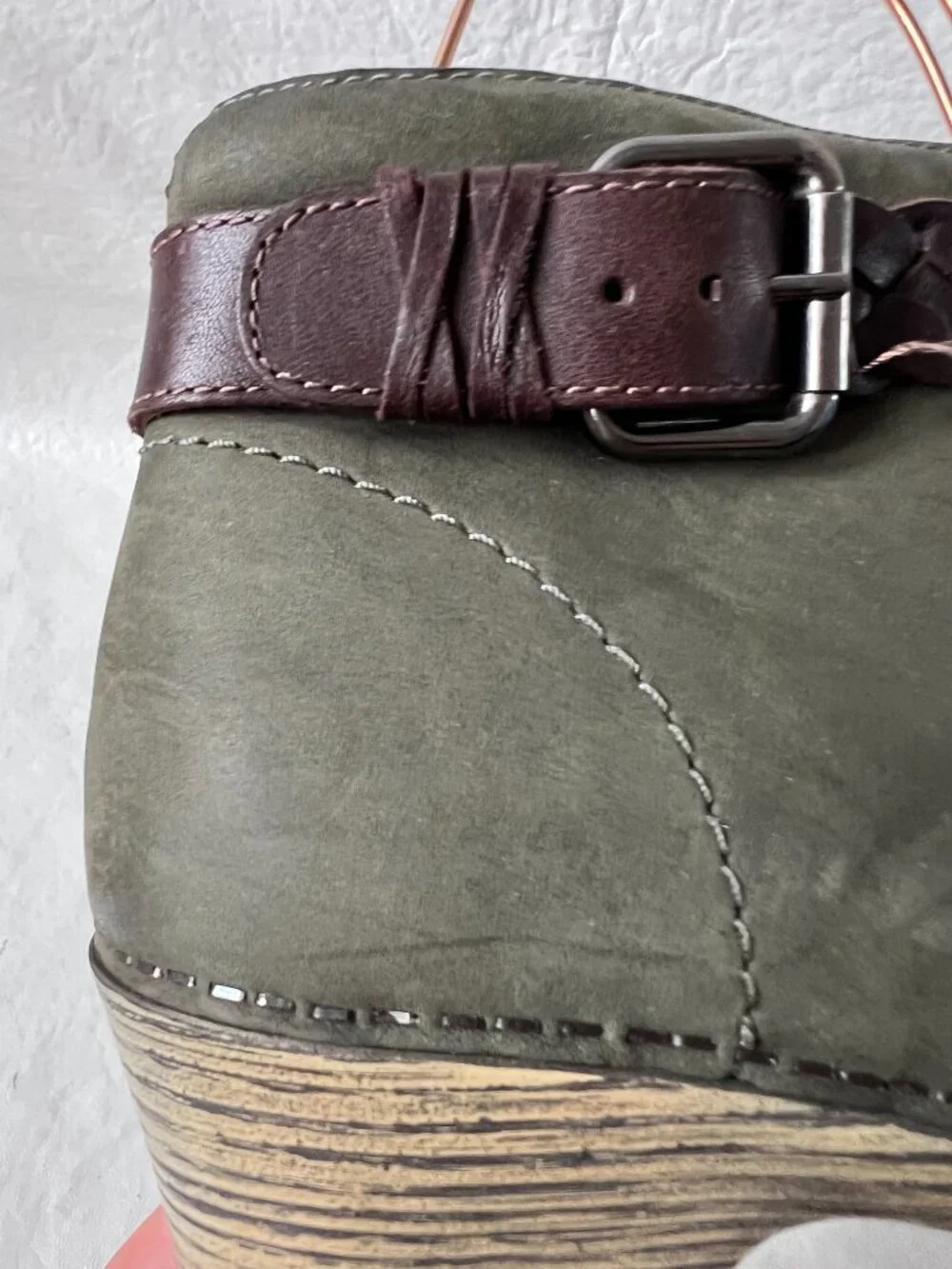 Dansko boots olive green brown leather Michelle EU 42 11.5 12 short ankle clog